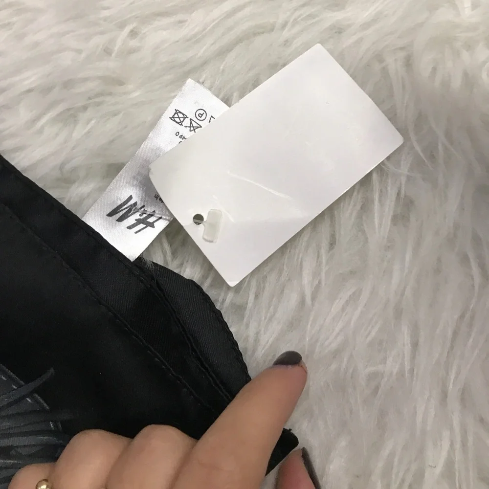 H&M Black Scarf with Gold Chain and Gray Strap Motif